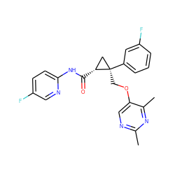 Cc1ncc(OC[C@@]2(c3cccc(F)c3)C[C@H]2C(=O)Nc2ccc(F)cn2)c(C)n1 ZINC000118073503