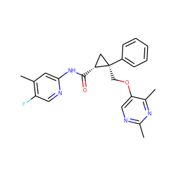 Cc1ncc(OC[C@@]2(c3ccccc3)C[C@H]2C(=O)Nc2cc(C)c(F)cn2)c(C)n1 ZINC000118081472