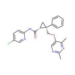 Cc1ncc(OC[C@@]2(c3ccccc3)C[C@H]2C(=O)Nc2ccc(Cl)cn2)c(C)n1 ZINC000118079500