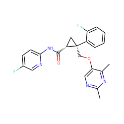 Cc1ncc(OC[C@@]2(c3ccccc3F)C[C@H]2C(=O)Nc2ccc(F)cn2)c(C)n1 ZINC000168427737