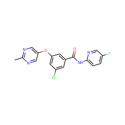 Cc1ncc(Oc2cc(Cl)cc(C(=O)Nc3ccc(F)cn3)c2)cn1 ZINC000096939146