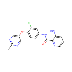 Cc1ncc(Oc2ccc(NC(=O)c3ncccc3N)cc2Cl)cn1 ZINC000653852830