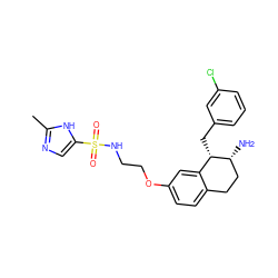 Cc1ncc(S(=O)(=O)NCCOc2ccc3c(c2)[C@H](Cc2cccc(Cl)c2)[C@H](N)CC3)[nH]1 ZINC000142293687