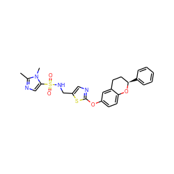 Cc1ncc(S(=O)(=O)NCc2cnc(Oc3ccc4c(c3)CC[C@@H](c3ccccc3)O4)s2)n1C ZINC000169710586