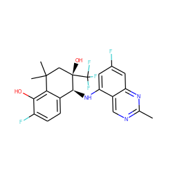 Cc1ncc2c(N[C@H]3c4ccc(F)c(O)c4C(C)(C)C[C@]3(O)C(F)(F)F)cc(F)cc2n1 ZINC000141337021