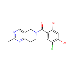 Cc1ncc2c(n1)CCN(C(=O)c1cc(Cl)c(O)cc1O)C2 ZINC000169310870