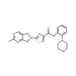 Cc1ncc2c(n1)CN(c1nc(C(=O)Nc3ccccc3N3CCNCC3)cs1)C2 ZINC000096269623