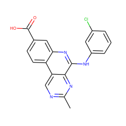 Cc1ncc2c(n1)c(Nc1cccc(Cl)c1)nc1cc(C(=O)O)ccc12 ZINC000066112430