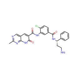 Cc1ncc2cc(C(=O)Nc3cc(C(=O)N[C@@H](CCN)c4ccccc4)ccc3Cl)c(=O)[nH]c2n1 ZINC000103250275