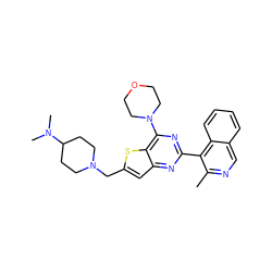 Cc1ncc2ccccc2c1-c1nc(N2CCOCC2)c2sc(CN3CCC(N(C)C)CC3)cc2n1 ZINC000095552155