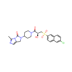 Cc1ncc2n1C(=O)N(C1CCN(C(=O)[C@H](O)CS(=O)(=O)c3ccc4cc(Cl)ccc4c3)CC1)C2 ZINC000045350307