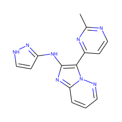 Cc1nccc(-c2c(Nc3cc[nH]n3)nc3cccnn23)n1 ZINC000095554567