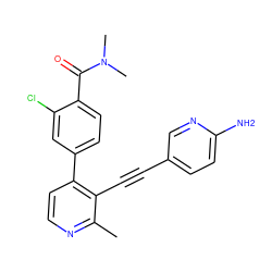 Cc1nccc(-c2ccc(C(=O)N(C)C)c(Cl)c2)c1C#Cc1ccc(N)nc1 ZINC000202385218