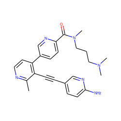 Cc1nccc(-c2ccc(C(=O)N(C)CCCN(C)C)nc2)c1C#Cc1ccc(N)nc1 ZINC000202387894