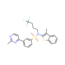 Cc1nccc(-c2cccc(S(=O)(=O)N(CCCC(F)(F)F)c3sc4ccccc4c3C)c2)n1 ZINC000115233024