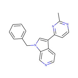 Cc1nccc(-c2cn(Cc3ccccc3)c3cnccc23)n1 ZINC000299856631