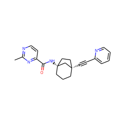 Cc1nccc(C(=O)N[C@]23CCC[C@](C#Cc4ccccn4)(CC2)C3)n1 ZINC000204975897