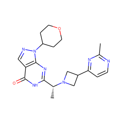 Cc1nccc(C2CN([C@H](C)c3nc4c(cnn4C4CCOCC4)c(=O)[nH]3)C2)n1 ZINC000116977959