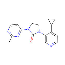 Cc1nccc(N2CCN(c3cnccc3C3CC3)C2=O)n1 ZINC000145125456