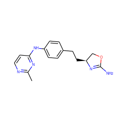 Cc1nccc(Nc2ccc(CC[C@H]3COC(N)=N3)cc2)n1 ZINC000169701174