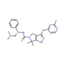 Cc1nccc(Nc2n[nH]c3c2CN(C(=O)N[C@H](CN(C)C)c2ccccc2)C3(C)C)n1 ZINC000117603309