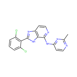 Cc1nccc(Nc2nccc3nc(-c4c(Cl)cccc4Cl)[nH]c23)n1 ZINC000118749529