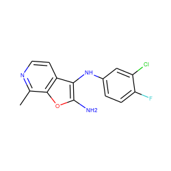 Cc1nccc2c(Nc3ccc(F)c(Cl)c3)c(N)oc12 ZINC000222993440