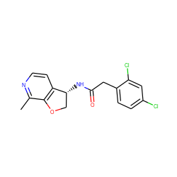 Cc1nccc2c1OC[C@H]2NC(=O)Cc1ccc(Cl)cc1Cl ZINC000146503027