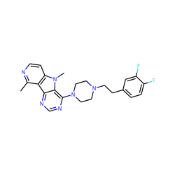 Cc1nccc2c1c1ncnc(N3CCN(CCc4ccc(F)c(F)c4)CC3)c1n2C ZINC000013559677