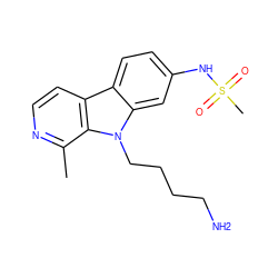 Cc1nccc2c3ccc(NS(C)(=O)=O)cc3n(CCCCN)c12 ZINC000101500537