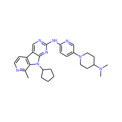 Cc1nccc2c3cnc(Nc4ccc(N5CCC(N(C)C)CC5)cn4)nc3n(C3CCCC3)c12 ZINC000117686300