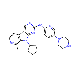 Cc1nccc2c3cnc(Nc4ccc(N5CCNCC5)cn4)nc3n(C3CCCC3)c12 ZINC000117686610