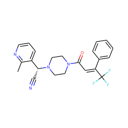 Cc1ncccc1[C@@H](C#N)N1CCN(C(=O)/C=C(\c2ccccc2)C(F)(F)F)CC1 ZINC000013833227