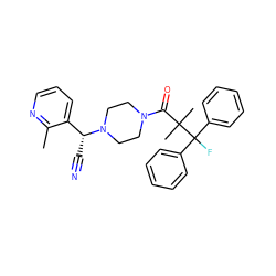 Cc1ncccc1[C@@H](C#N)N1CCN(C(=O)C(C)(C)C(F)(c2ccccc2)c2ccccc2)CC1 ZINC000013833199