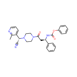 Cc1ncccc1[C@@H](C#N)N1CCN(C(=O)C[C@@H](NC(=O)Oc2ccccc2)c2ccccc2)CC1 ZINC000013833229