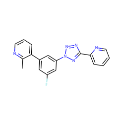 Cc1ncccc1-c1cc(F)cc(-n2nnc(-c3ccccn3)n2)c1 ZINC000028373300