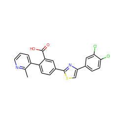 Cc1ncccc1-c1ccc(-c2nc(-c3ccc(Cl)c(Cl)c3)cs2)cc1C(=O)O ZINC000204974280