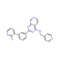 Cc1ncccc1-c1cccc(-c2nc(NCc3ccncc3)c3ccncc3n2)c1 ZINC000095575245