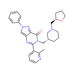 Cc1ncccc1-c1nc2cn(-c3ccccc3)nc2c(=O)n1C[C@H]1CCCN(C[C@H]2CCCO2)C1 ZINC000169331020