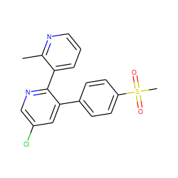 Cc1ncccc1-c1ncc(Cl)cc1-c1ccc(S(C)(=O)=O)cc1 ZINC000003814806