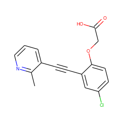 Cc1ncccc1C#Cc1cc(Cl)ccc1OCC(=O)O ZINC000073196595