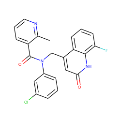 Cc1ncccc1C(=O)N(Cc1cc(=O)[nH]c2c(F)cccc12)c1cccc(Cl)c1 ZINC000040424007