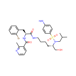 Cc1ncccc1C(=O)N[C@@H](Cc1ccccc1Br)C(=O)NCCCC[C@@H](CO)N(CC(C)C)S(=O)(=O)c1ccc(N)cc1 ZINC000169702527