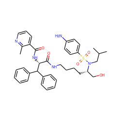 Cc1ncccc1C(=O)N[C@H](C(=O)NCCCC[C@@H](CO)N(CC(C)C)S(=O)(=O)c1ccc(N)cc1)C(c1ccccc1)c1ccccc1 ZINC000049938077