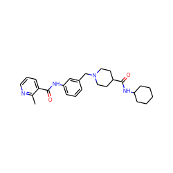 Cc1ncccc1C(=O)Nc1cccc(CN2CCC(C(=O)NC3CCCCC3)CC2)c1 ZINC001772617535