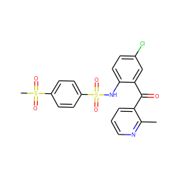 Cc1ncccc1C(=O)c1cc(Cl)ccc1NS(=O)(=O)c1ccc(S(C)(=O)=O)cc1 ZINC000038659368