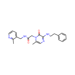 Cc1ncccc1CNC(=O)Cn1c(C)cnc(NCCc2ccccc2)c1=O ZINC000013493136