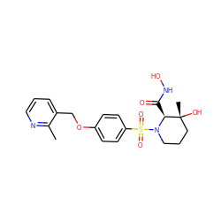 Cc1ncccc1COc1ccc(S(=O)(=O)N2CCC[C@@](C)(O)[C@@H]2C(=O)NO)cc1 ZINC000028394319