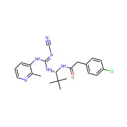 Cc1ncccc1N/C(=N\C#N)N[C@H](NC(=O)Cc1ccc(Cl)cc1)C(C)(C)C ZINC000040951606