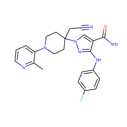 Cc1ncccc1N1CCC(CC#N)(n2cc(C(N)=O)c(Nc3ccc(F)cc3)n2)CC1 ZINC000204932122